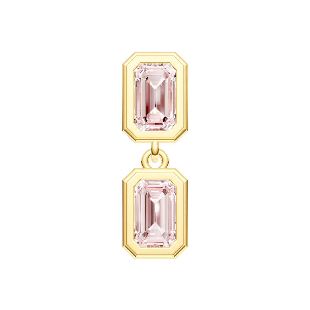 Double Emerald Pink Morganite Dangle Earrings
