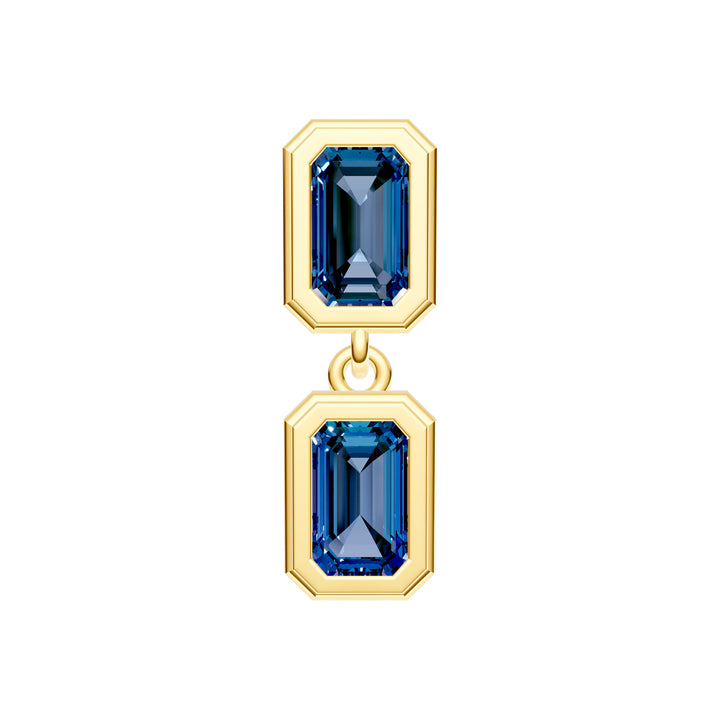 Double Emerald London Blue Dangle Earrings