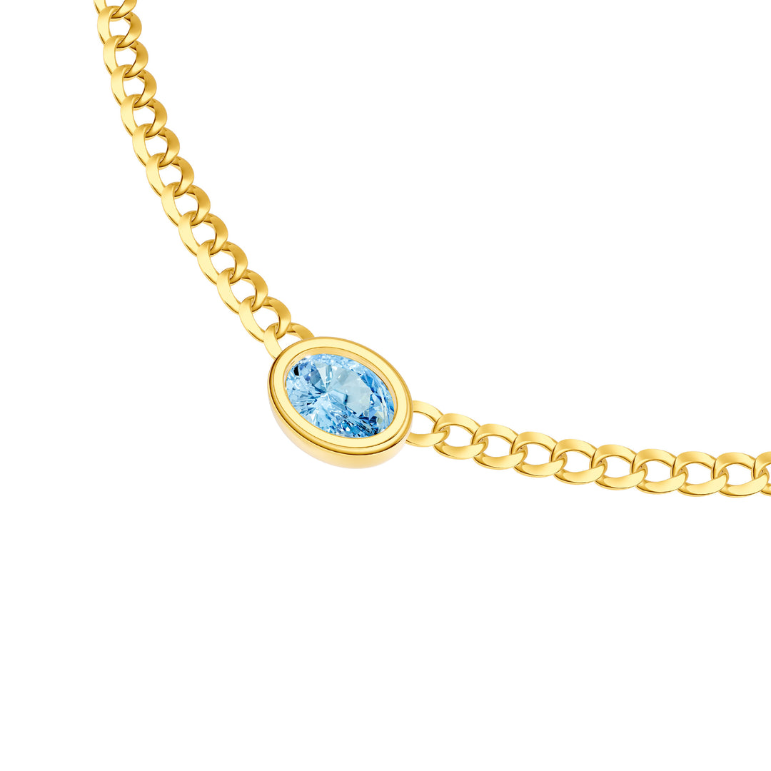 Oval Sky Blue Topaz Curb Necklace