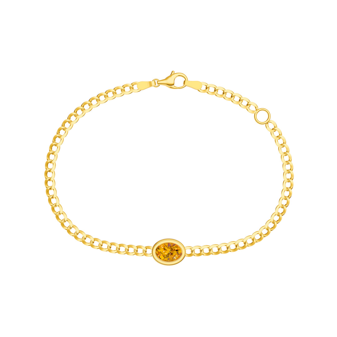 Oval Citrine Curb Bracelet