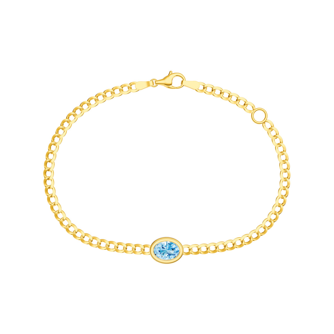 Oval Sky Blue Curb Bracelet