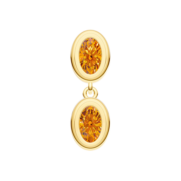 Double Oval Citrine Danlge Earrings