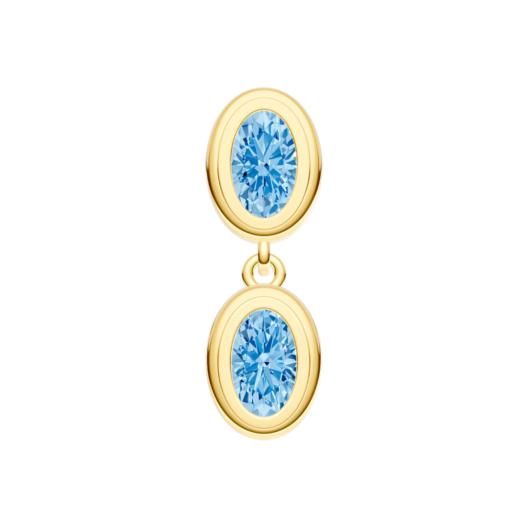 Double Oval Sky Blue Dangle Earrings