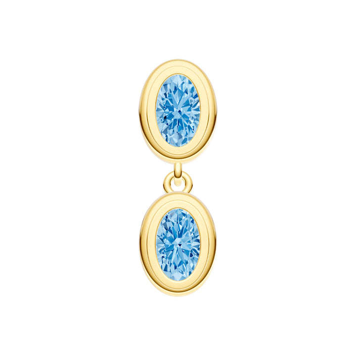 Double Oval Sky Blue Dangle Earrings