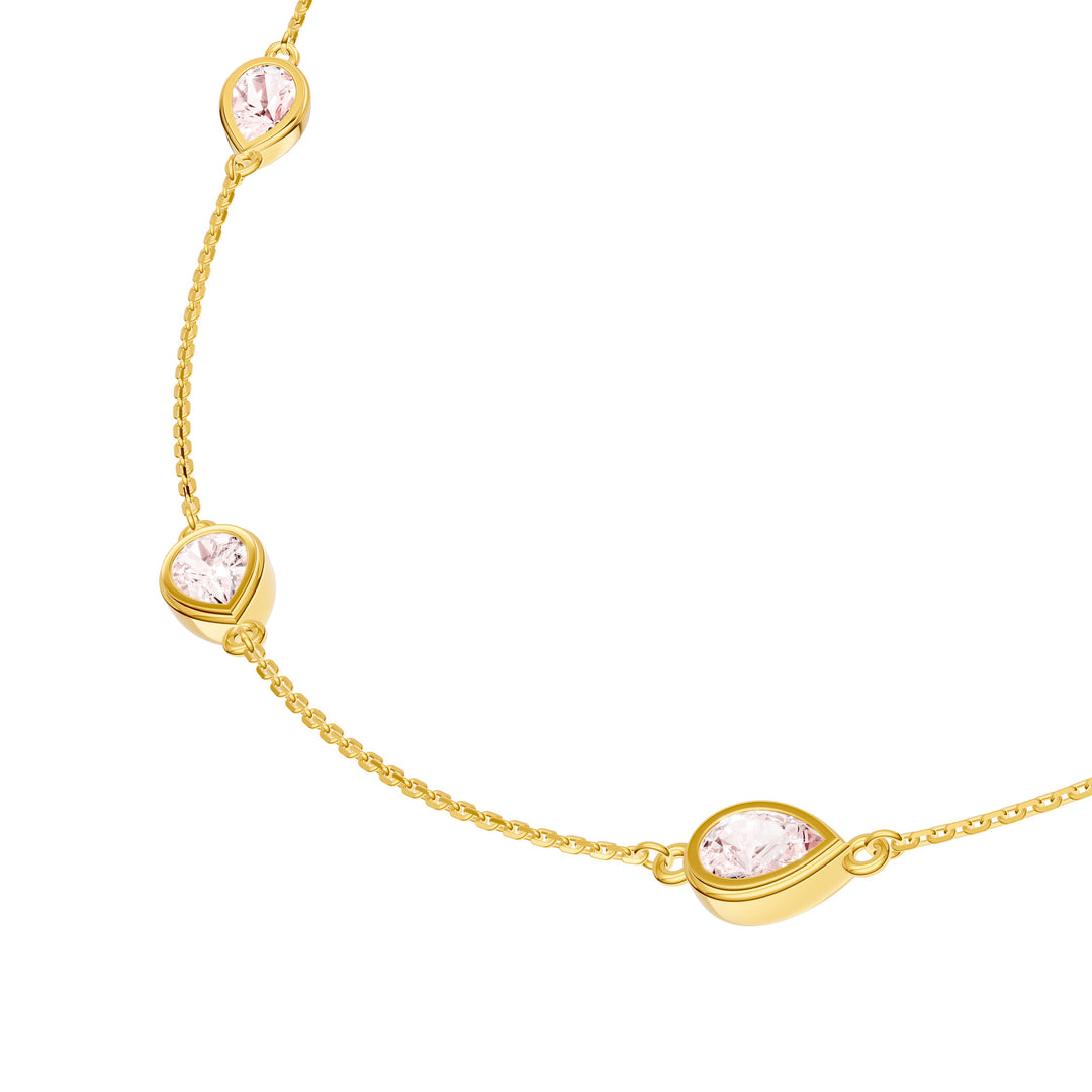 Pear Pink Morganite Station Necklace