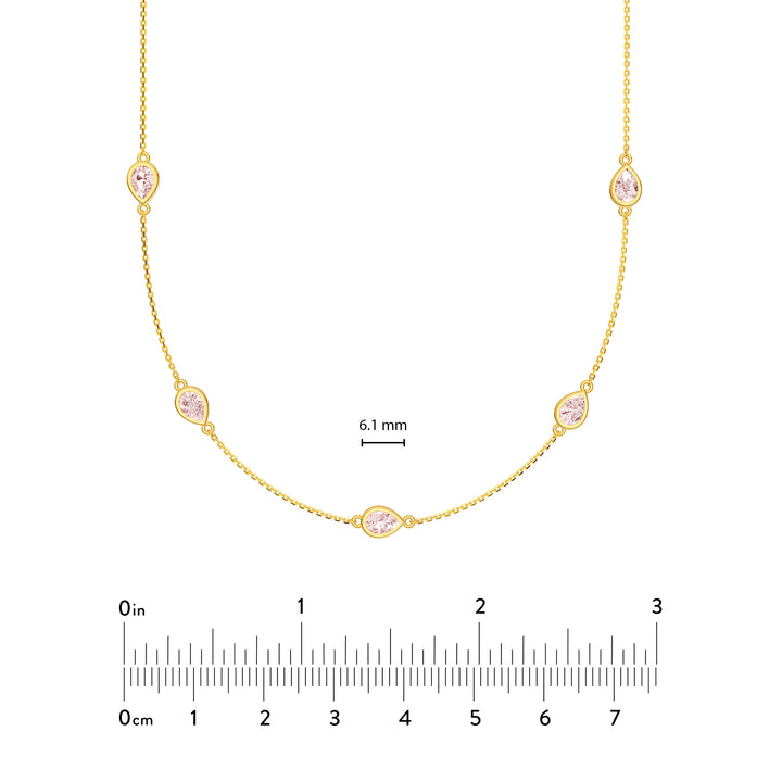 Pear Pink Morganite Station Necklace