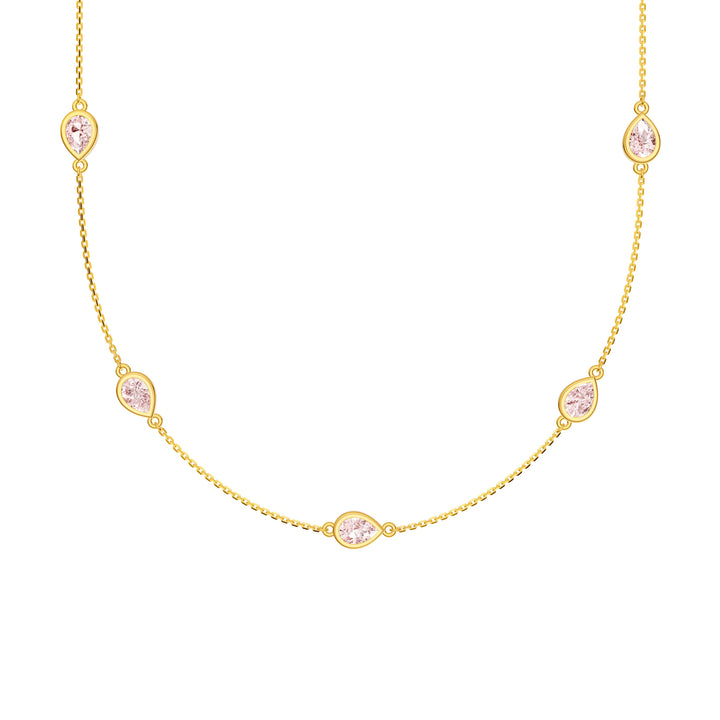Pear Pink Morganite Station Necklace