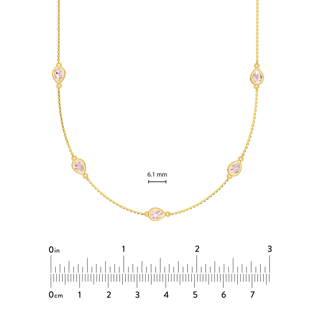 Pear Pink Morganite Station Necklace