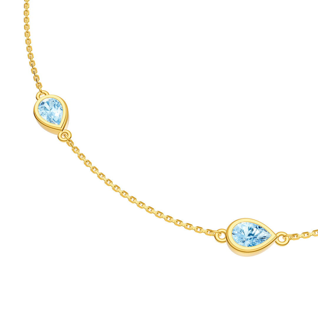 Pear Sky Blue Station Necklace