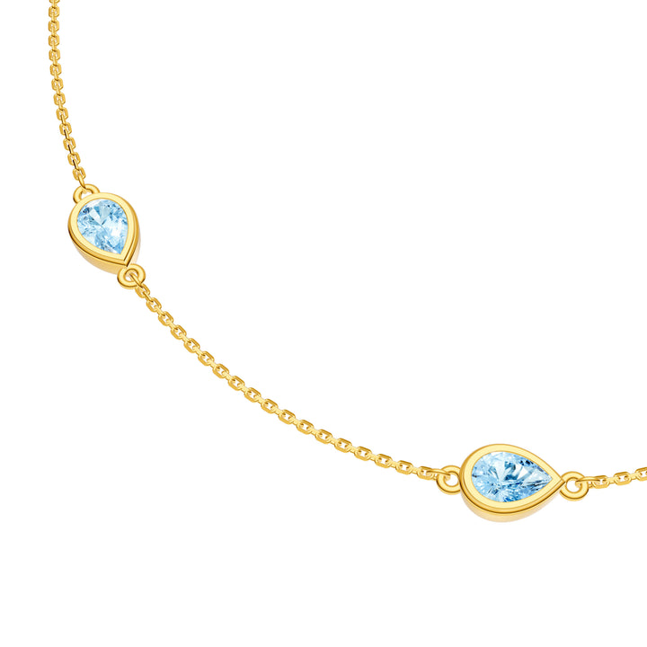 Pear Sky Blue Station Necklace