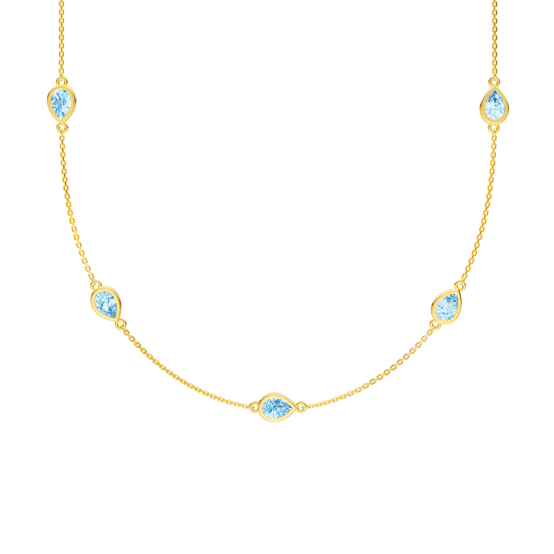 Pear Sky Blue Station Necklace