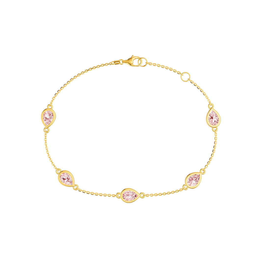 Pear Pink Morganite Station Bracelet