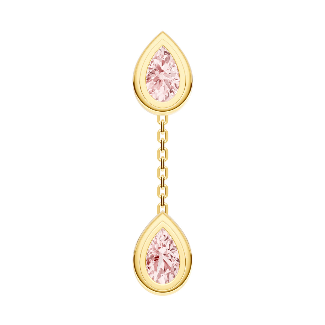Double Pear Pink Morganite Dangle Earrings