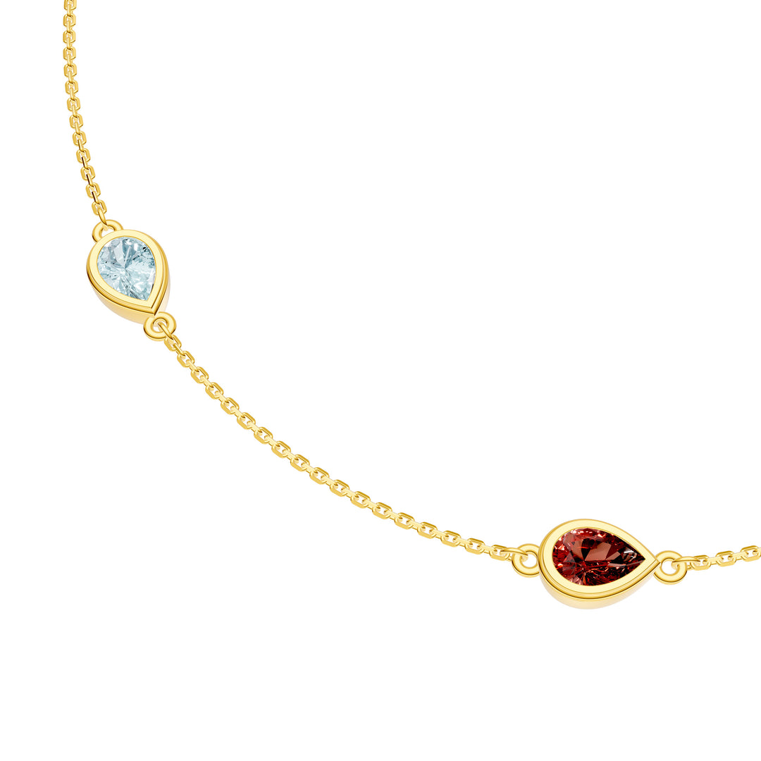 Pear Mixed Stone Station Necklace