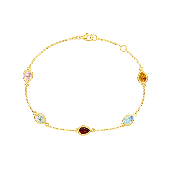 Pear Mixed Stone Station Bracelet