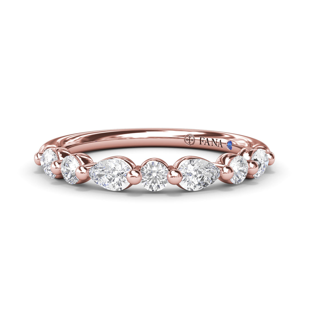 Alternating Round and Teardrop Diamond Wedding Band