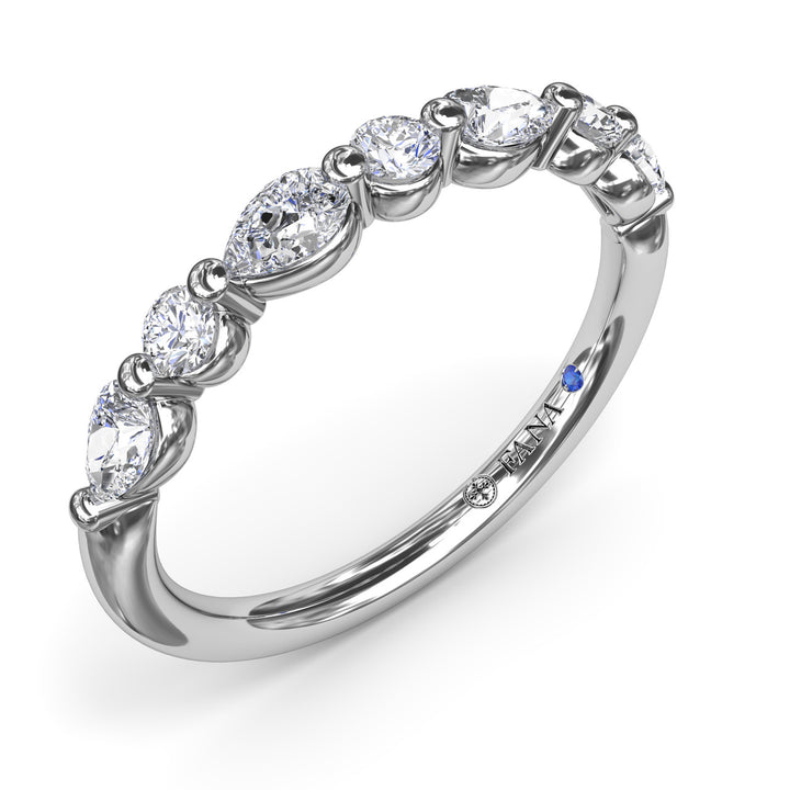 Alternating Round and Teardrop Diamond Wedding Band