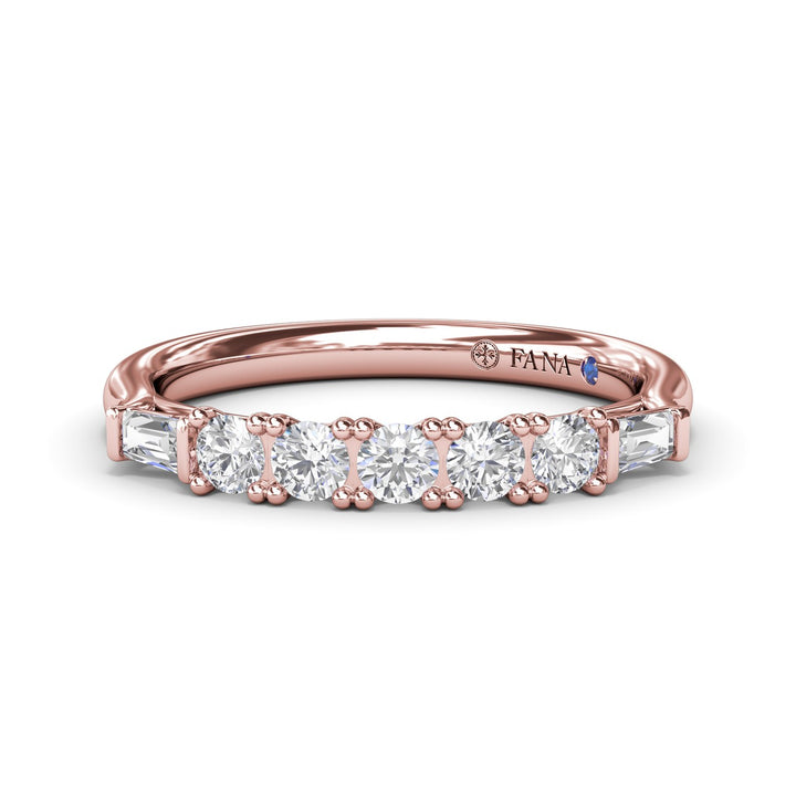 Round and Tapered Baguette Diamond Wedding Band