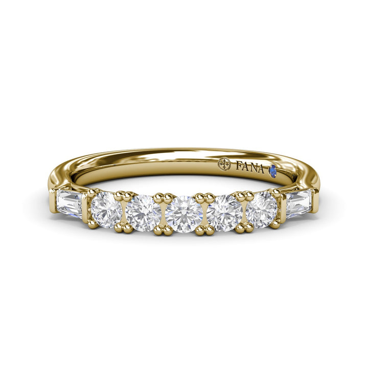 Round and Tapered Baguette Diamond Wedding Band