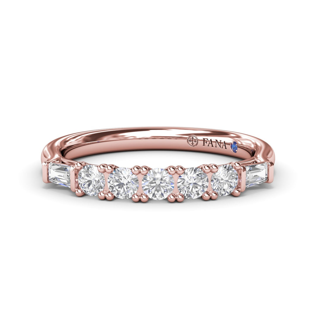 Round and Tapered Baguette Diamond Wedding Band