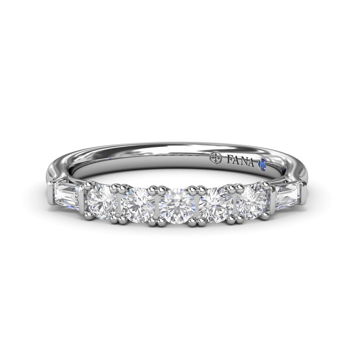 Round and Tapered Baguette Diamond Wedding Band