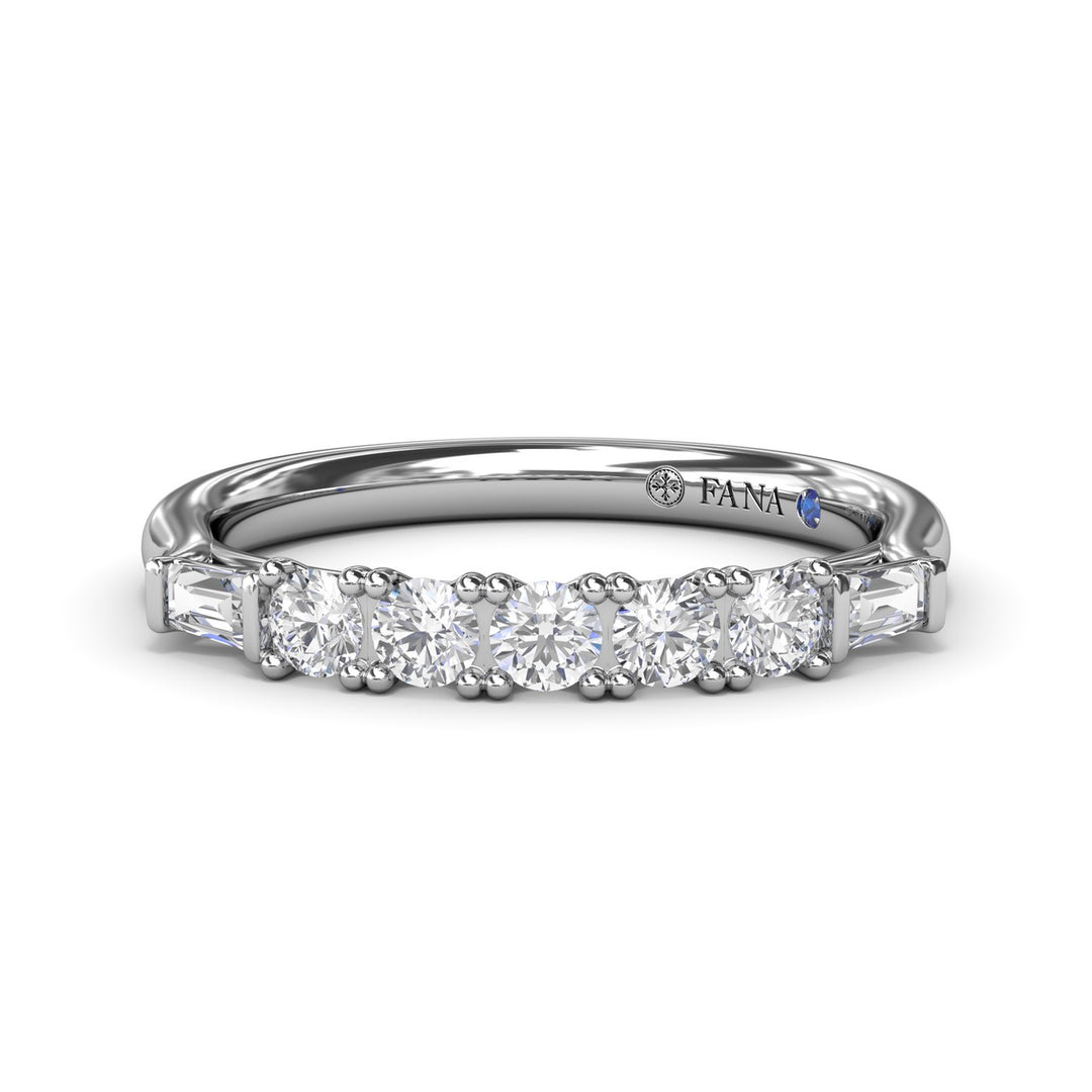 Round and Tapered Baguette Diamond Wedding Band