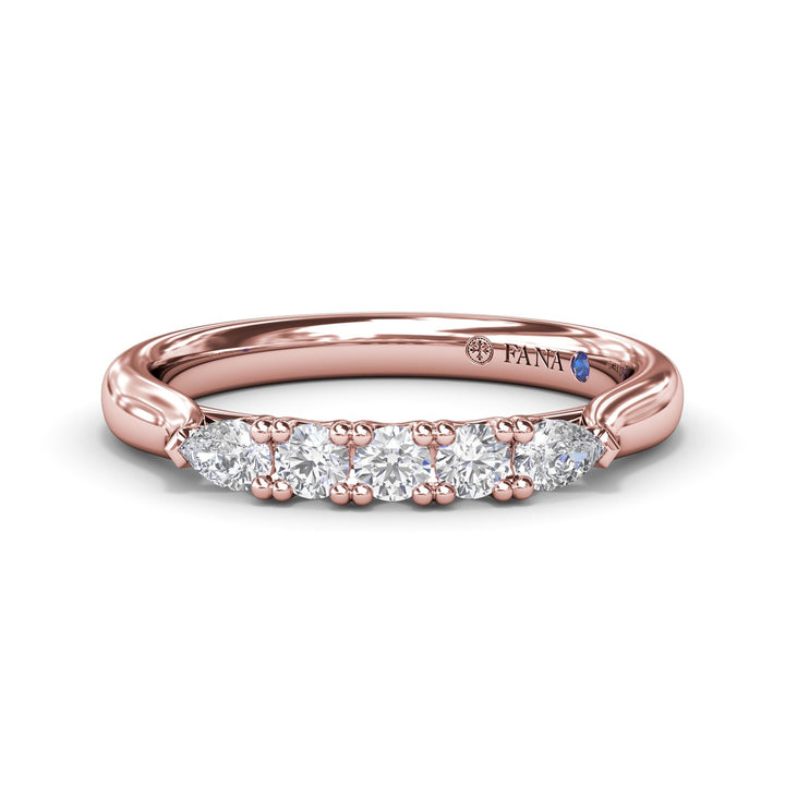 Pear and Round Diamond Wedding Band