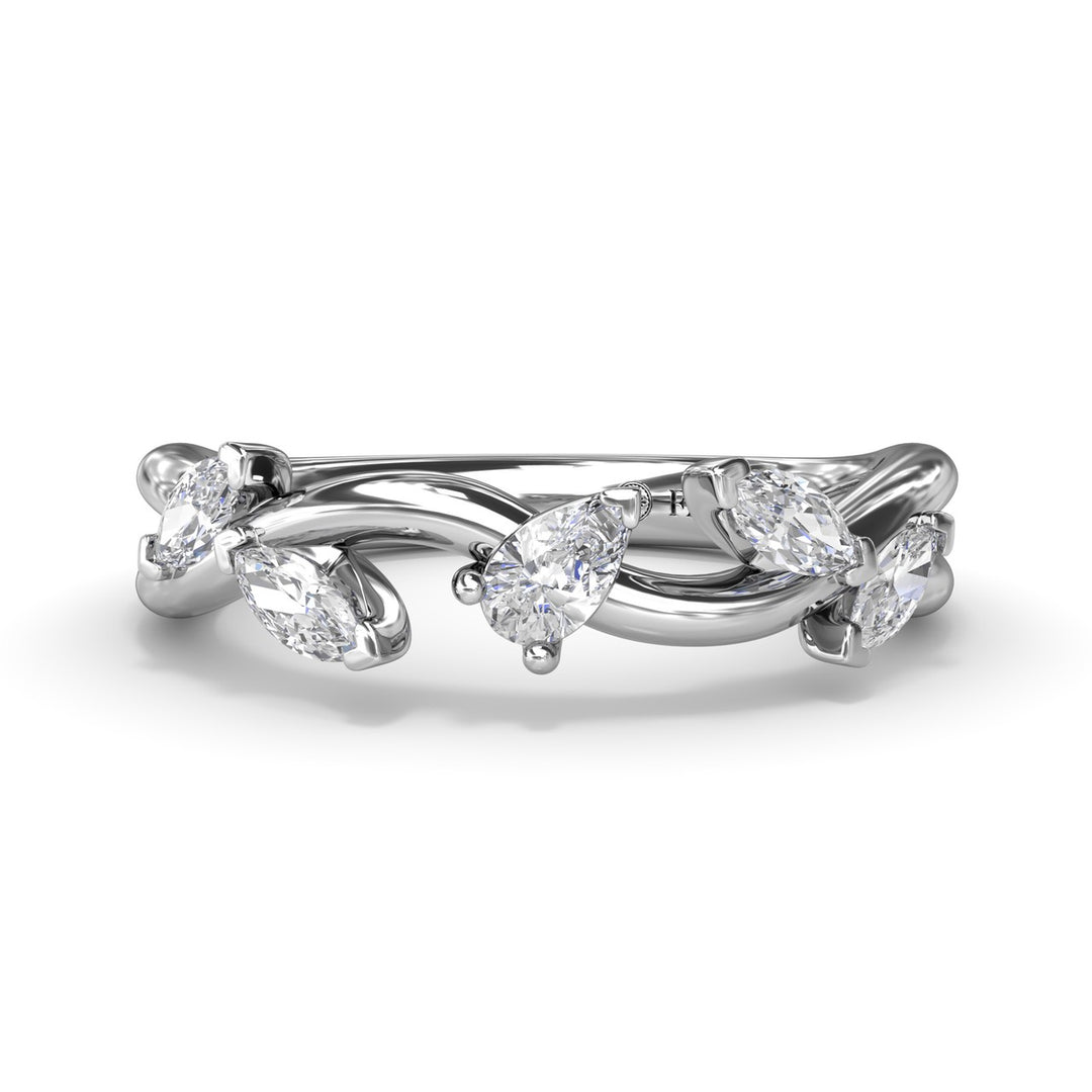 Vine-Inspired Marquise and Pear Diamond Band
