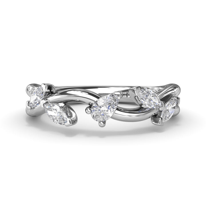 Vine-Inspired Marquise and Pear Diamond Band