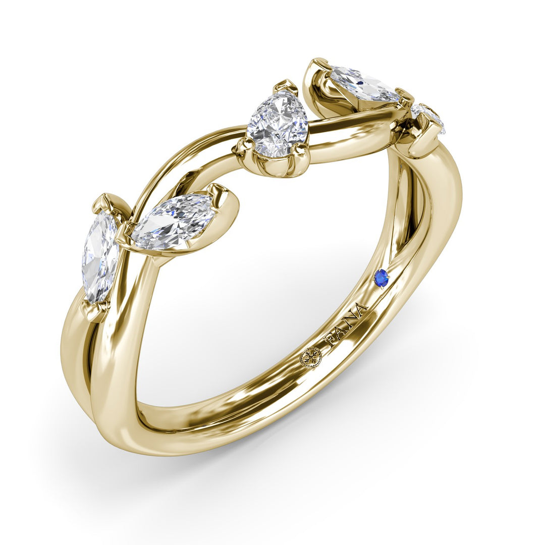 Vine-Inspired Marquise and Pear Diamond Band