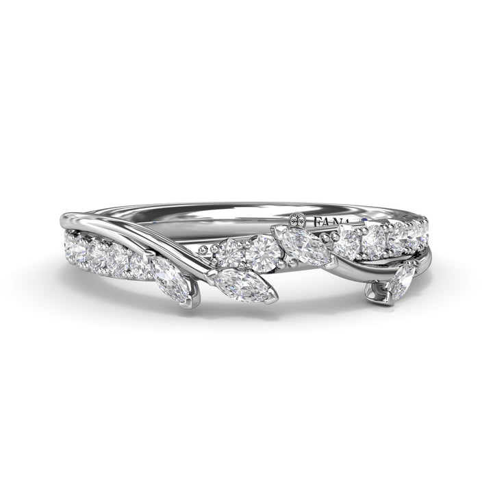 Vine-Inspired Marquise and Round Diamond Band