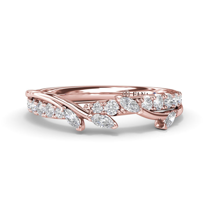 Vine-Inspired Marquise and Round Diamond Band