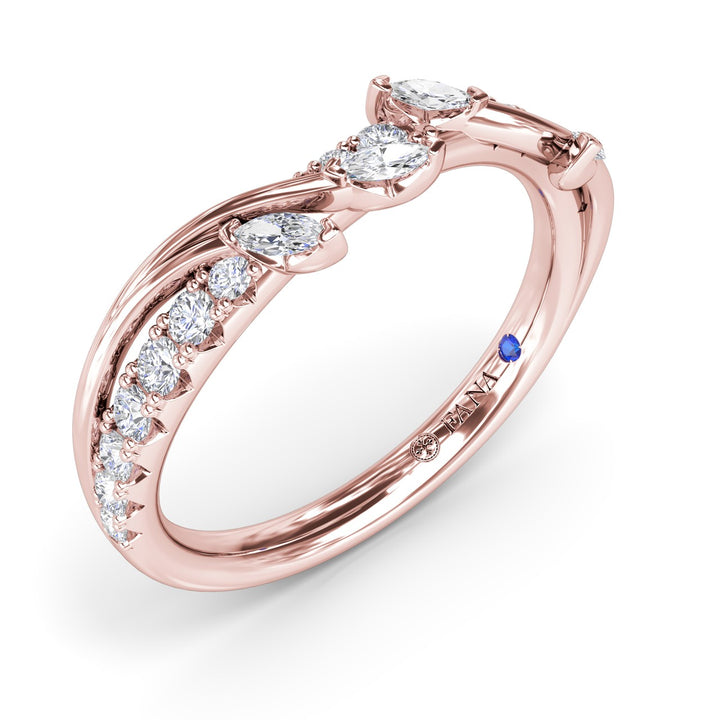 Vine-Inspired Marquise and Round Diamond Band