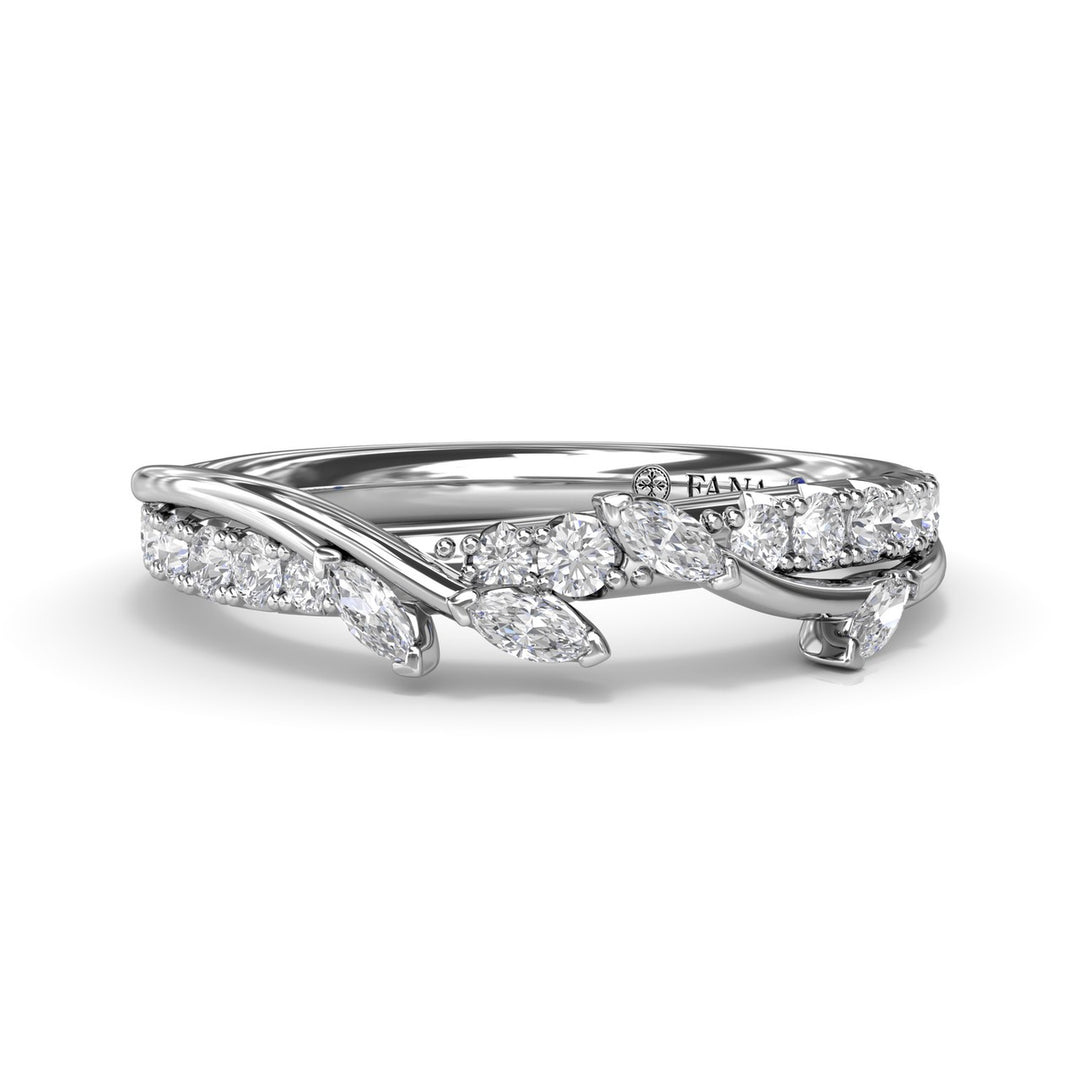 Vine-Inspired Marquise and Round Diamond Band