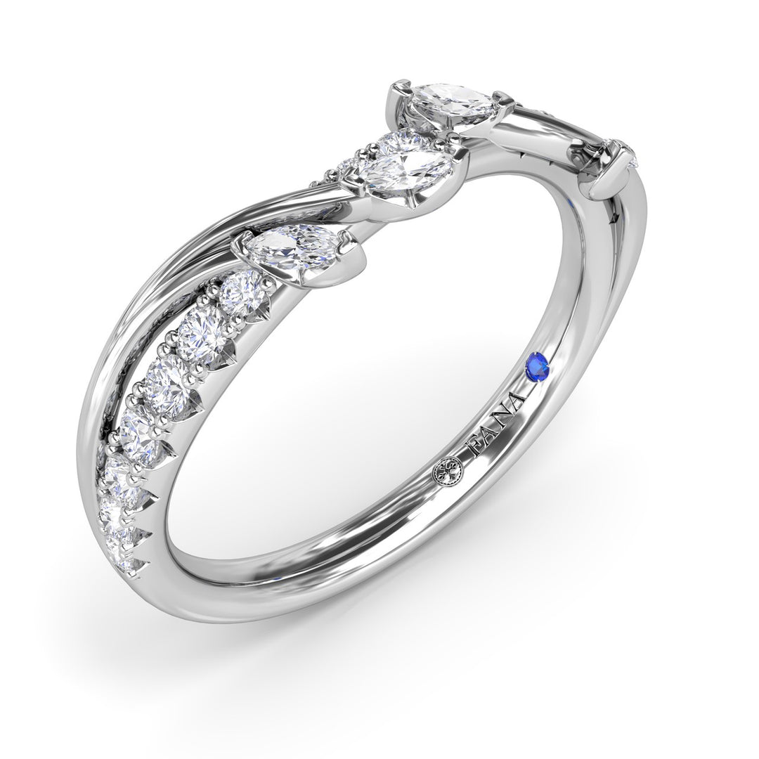 Vine-Inspired Marquise and Round Diamond Band