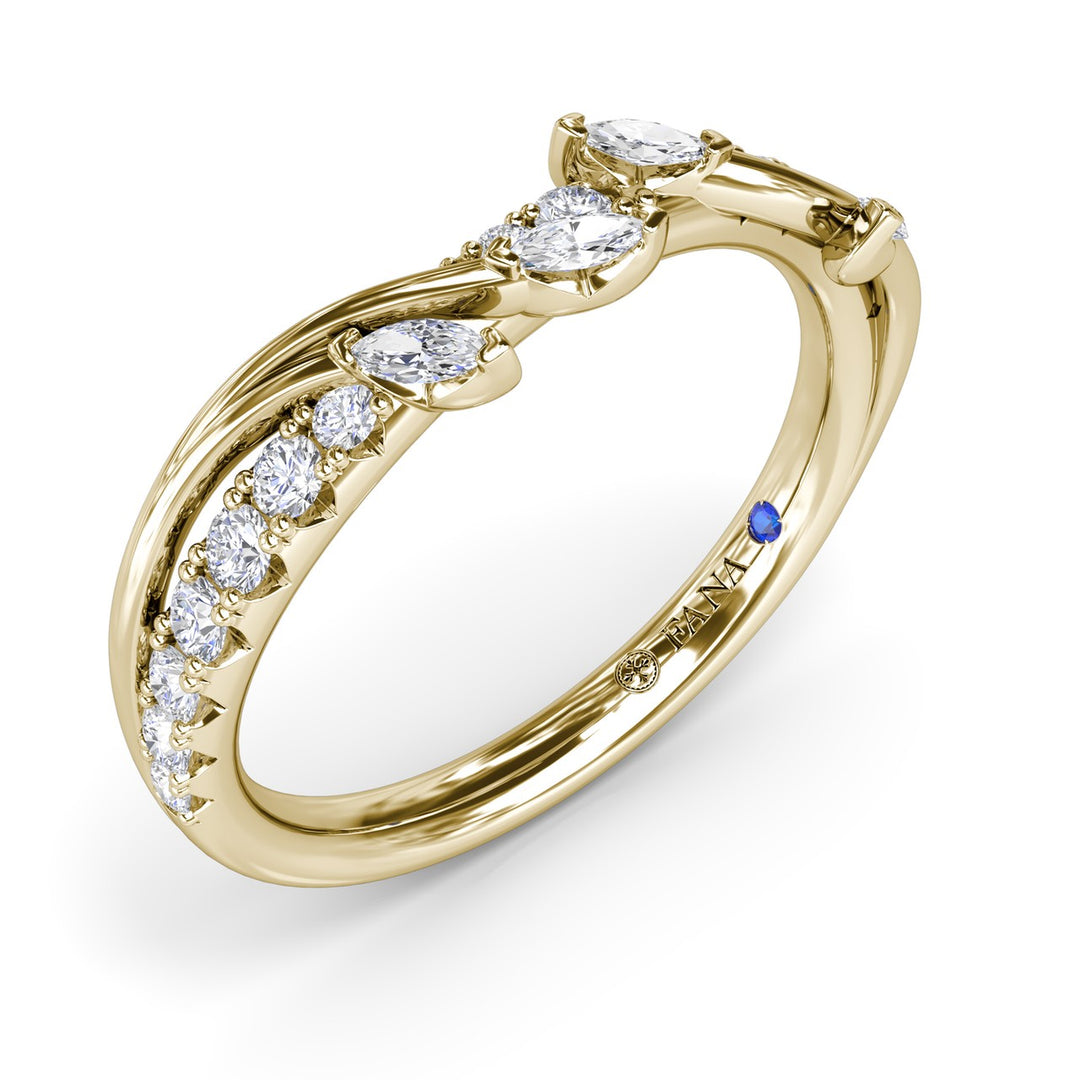 Vine-Inspired Marquise and Round Diamond Band