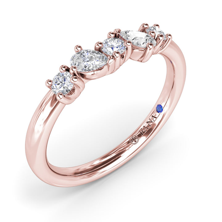 Round and Pear Diamond Wedding Band