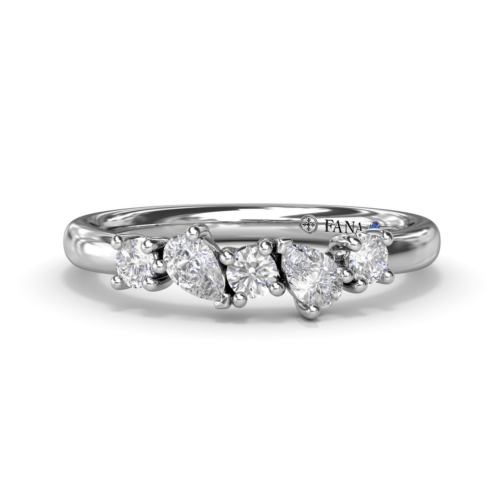 Round and Pear Diamond Wedding Band