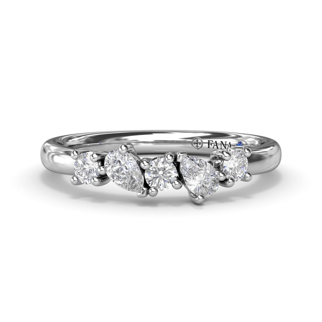 Round and Pear Diamond Wedding Band