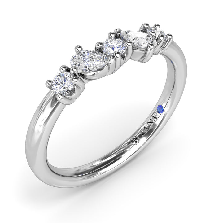 Round and Pear Diamond Wedding Band