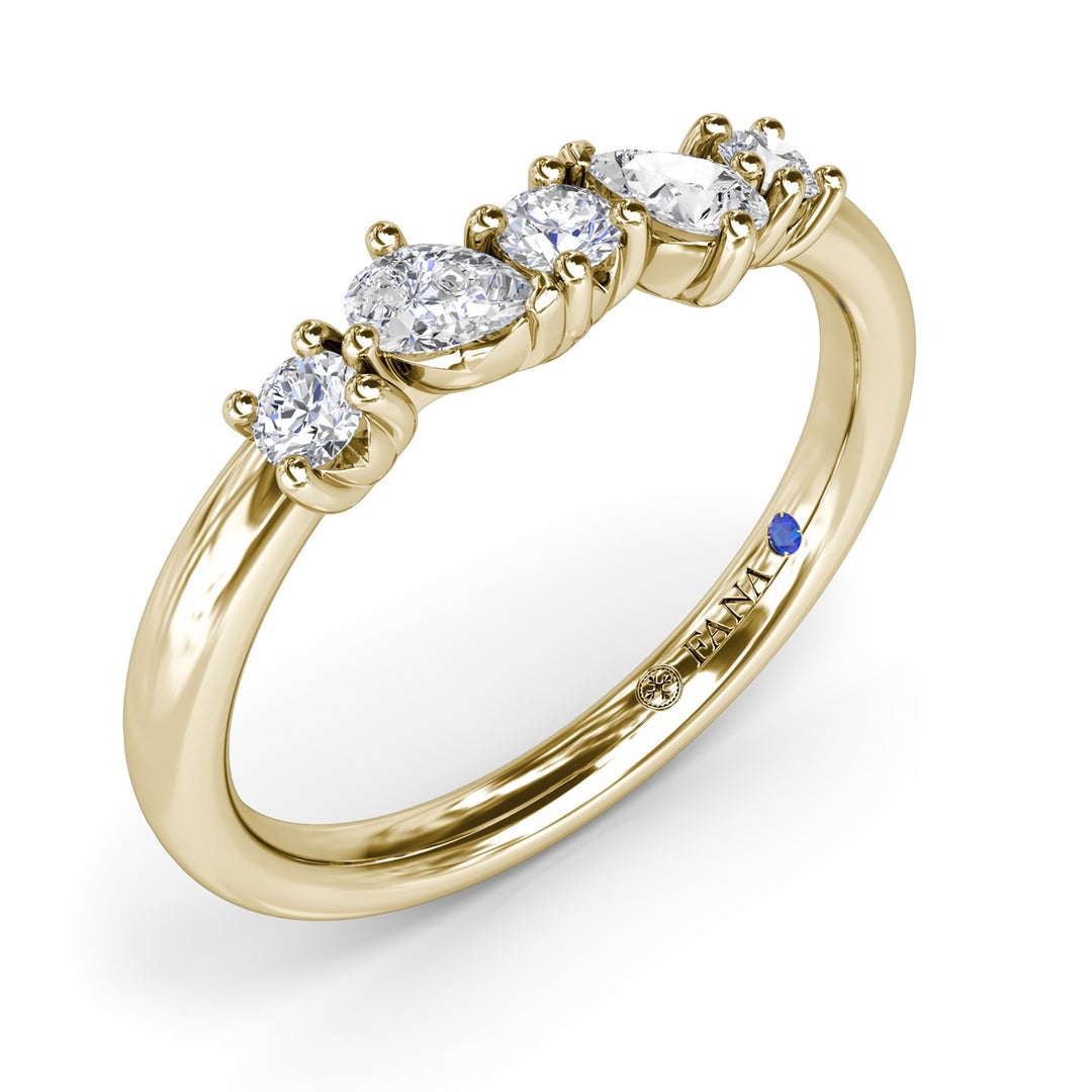 Round and Pear Diamond Wedding Band