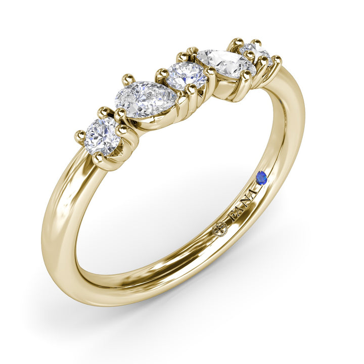 Round and Pear Diamond Wedding Band