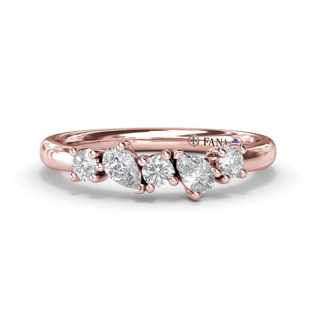 Round and Pear Diamond Wedding Band