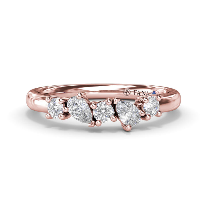 Round and Pear Diamond Wedding Band