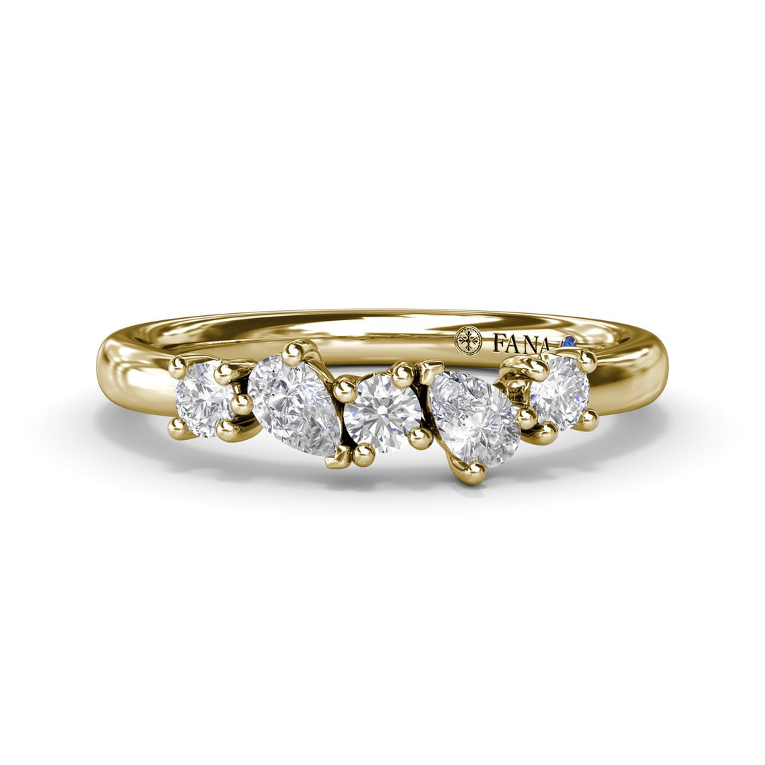 Round and Pear Diamond Wedding Band