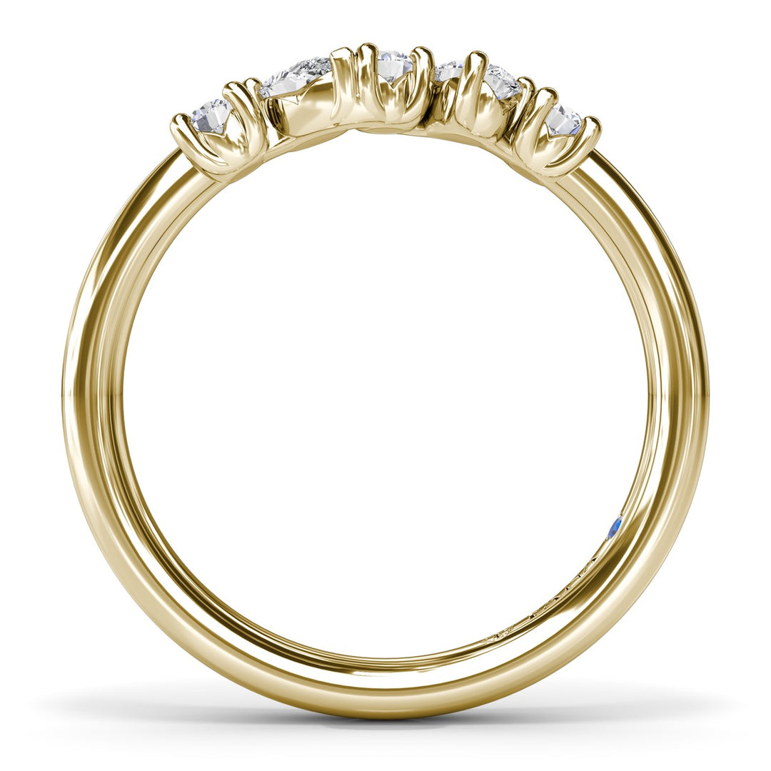 Round and Pear Diamond Wedding Band