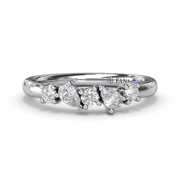 Round and Pear Diamond Wedding Band