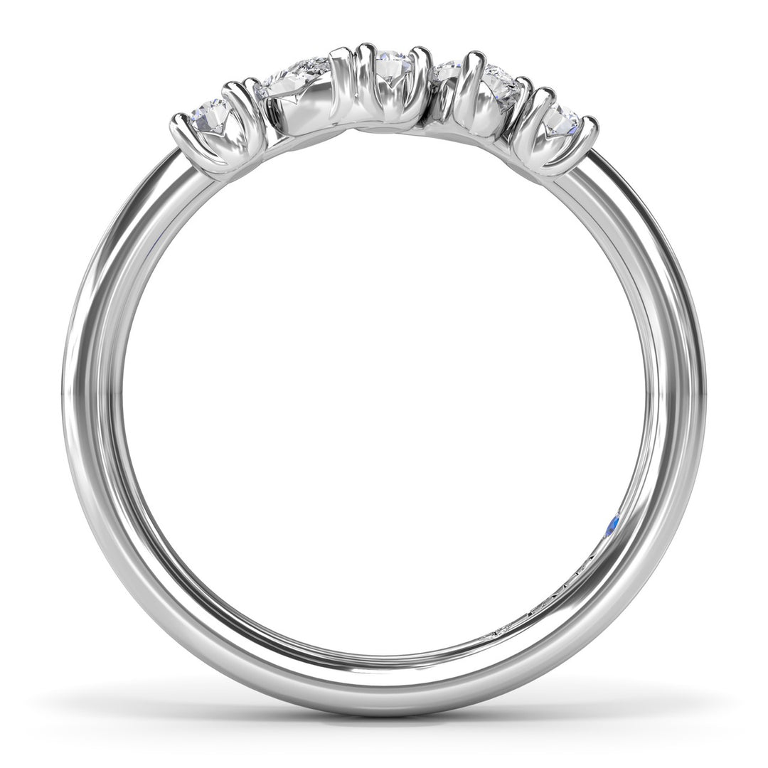 Round and Pear Diamond Wedding Band