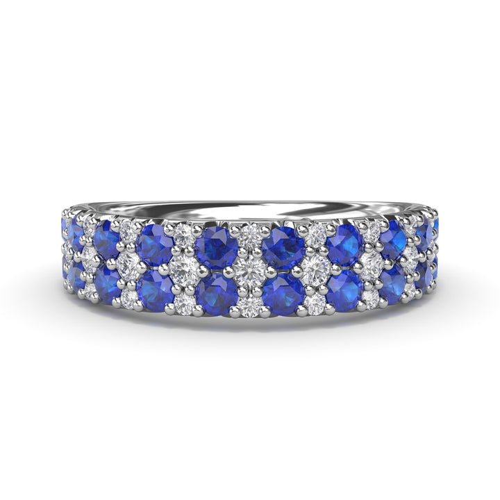 Pave Sapphire and Diamond Anniversary Band