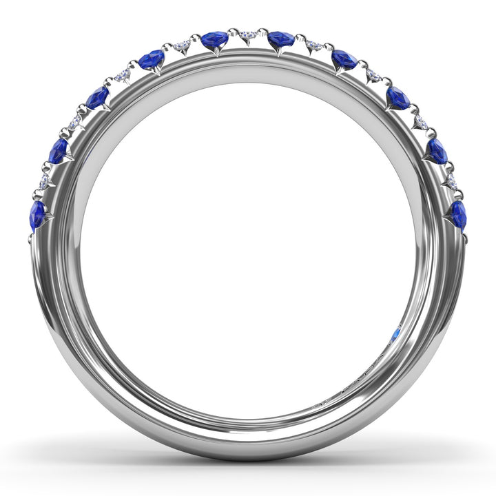 Pave Sapphire and Diamond Anniversary Band